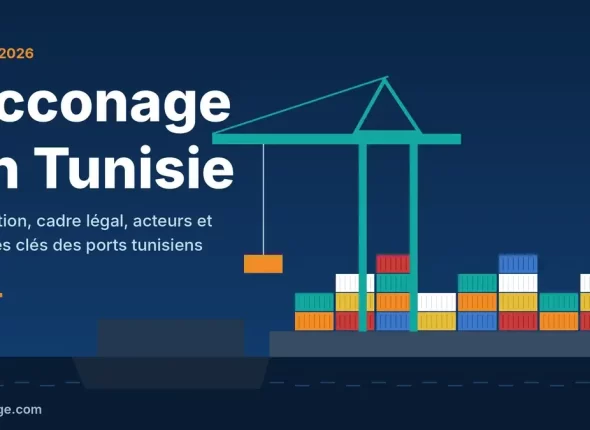 Acconage en Tunisie : grue de quai et conteneurs dans un port tunisien