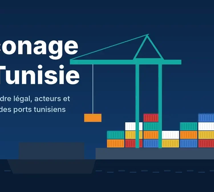 Acconage en Tunisie : grue de quai et conteneurs dans un port tunisien
