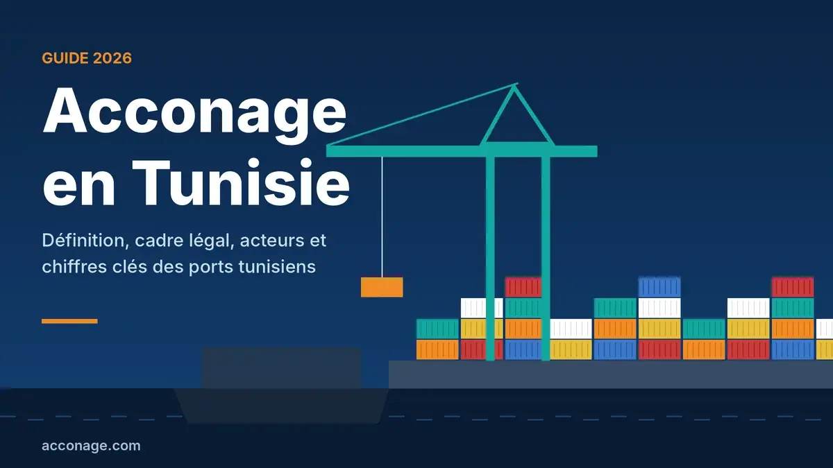 Acconage en Tunisie : grue de quai et conteneurs dans un port tunisien